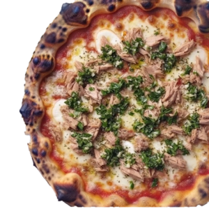 Pizza Tuna : tomate, Fior di latte, Thon, Persillade